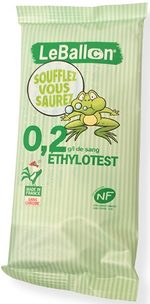 Ethylotest jetable NF - Taux 0,2 g/l